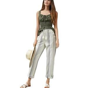 Anthropologie Women’s Essential Beach Pants Black/Cream Size Small Petite